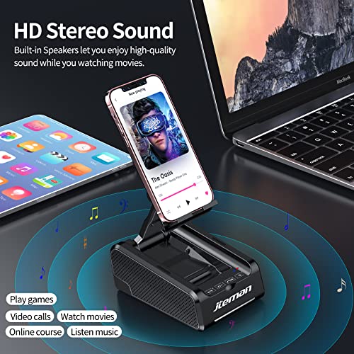 JTEMAN Cell Phone Stand with Bluetooth Speaker,Birthday Gifts - Product Imagery