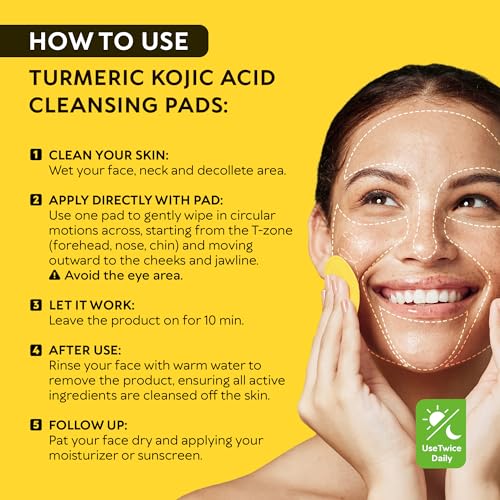 Turmeric Kojic Acid Cleansing Pads for Face - Exfoliating - Product Imagery