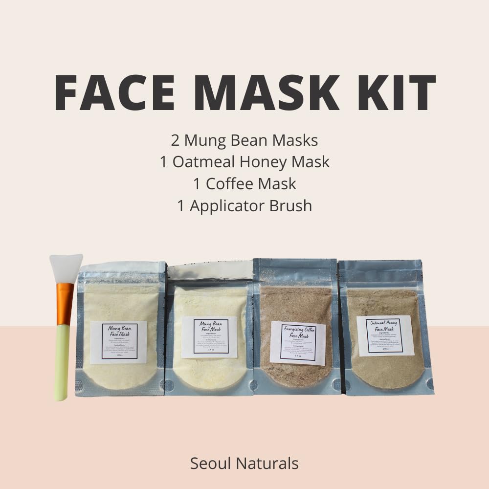 Variety Plant Based Face Mask Kit, 4 Masks with Applicator - Seoul Naturals