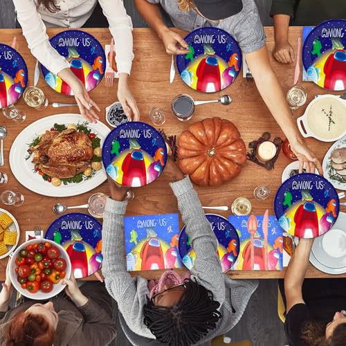 40Pck Among Game Party Supplies include 20 plates, 20 napkins - Product Imagery