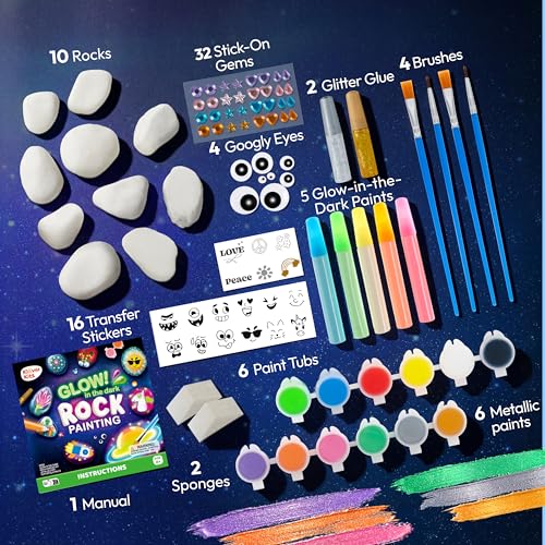 Rock Painting Kit- Glow in The Dark Rock Kit, Arts and Crafts - Product Imagery