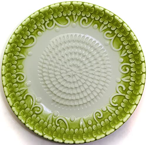 Premium Ceramic Garlic Grater Plate Set - Green Embossed - Product Imagery