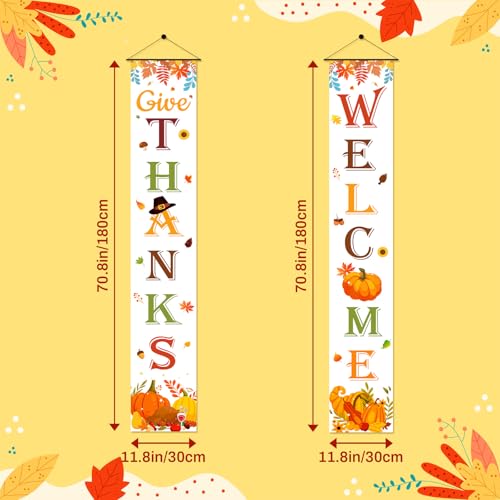 Give Thanks Thanksgiving Banner 72" X 12" - Product Imagery