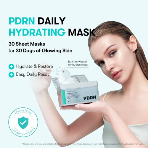 VT COSMETICS PDRN Daily Hydrating Mask, 30 Sheets - Product Imagery