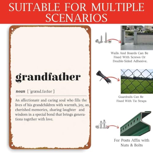 Grandfather Definition Metal Sign, 8X12 Inch Aluminum Wall Art, - Product Imagery