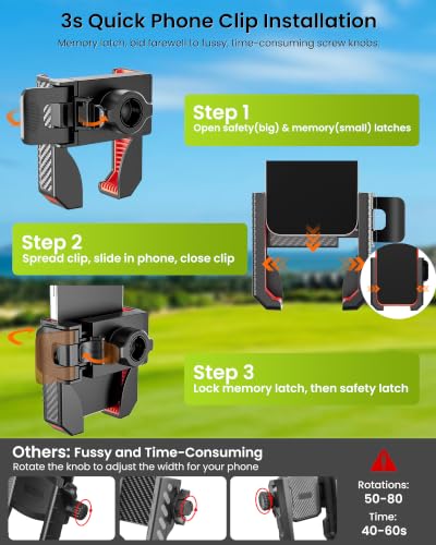 Golf Cart Phone Holder Mount, 3s Phone Clip Install 1s - Product Imagery