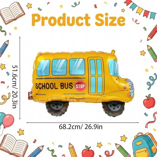 School Bus Balloons, 4 PCS Back to School Balloons with Large - Product Imagery