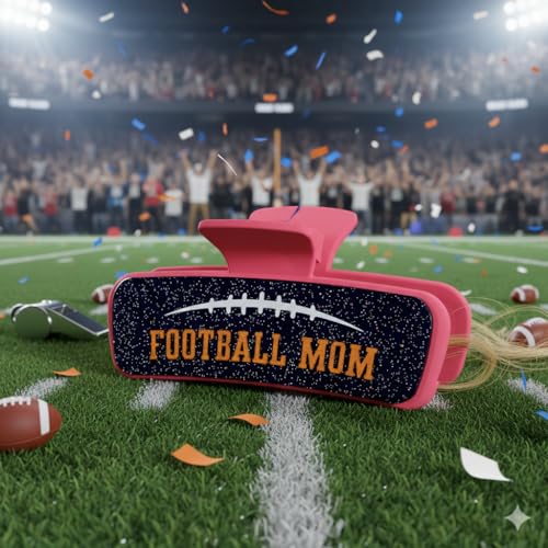 Football Mom Claw Clip For Women Pink Glitter Chic Football Hair - Product Imagery