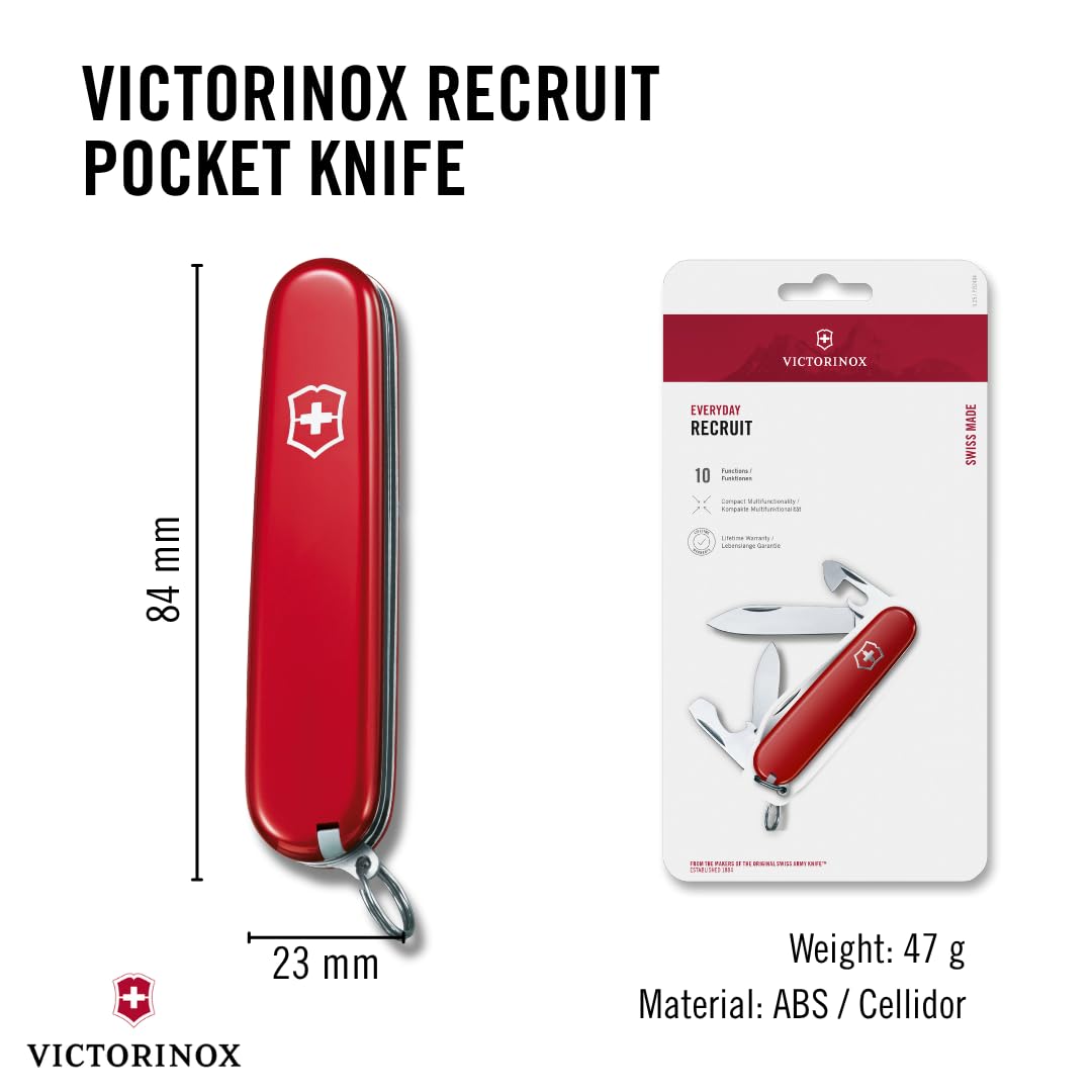 Victorinox Recruit Swiss Army Knife 10 Function Pocket Knife - Premium Selection Official Imagery - 4