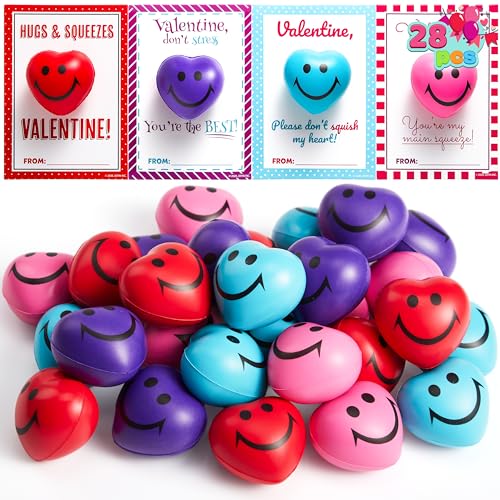 JOYIN 28 Packs Heart Shape Stress Ball with Cards Stress Relief - Product Imagery
