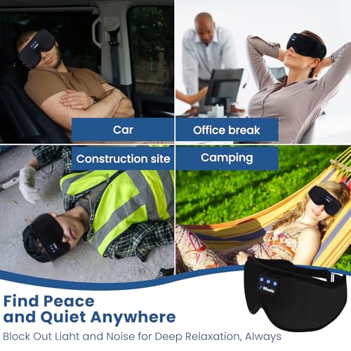 3D Sleep Mask with Bluetooth Headphones, Sleeping Headphones for - Product Imagery