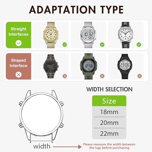 Heartkent 18mm 20mm 22mm Expansion Watch Bands,Stainless Steel - Product Imagery