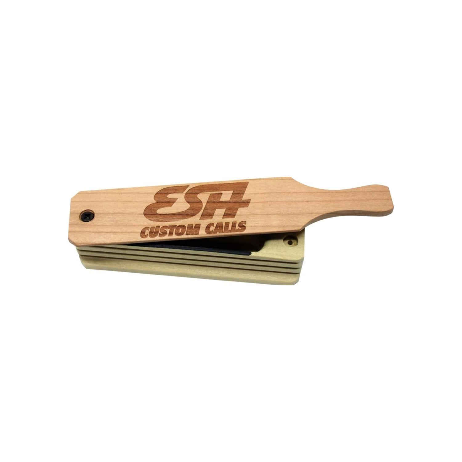 ESH Custom Calls turkey box call with wooden construction and realistic hen sounds for turkey hunting.