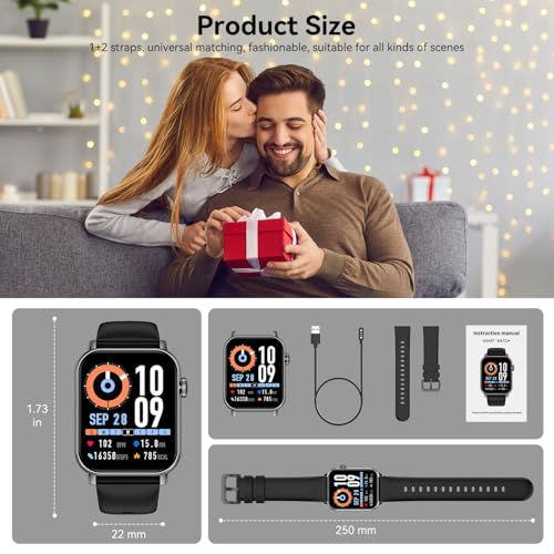 Smart Watches for Men Women with Bluetooth Calling, 1.83" HD - Product Imagery
