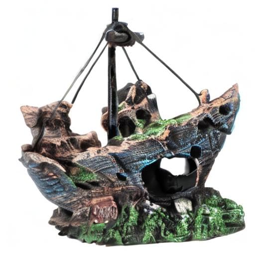 Raeasily Fish Tank Decoration Aquarium Accessories,Shipwreck Decor,Resin Material Sunken Ship Dec