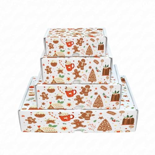 Gingerbread Holiday Collection Print Corrugated Mailer Boxes, - Product Imagery