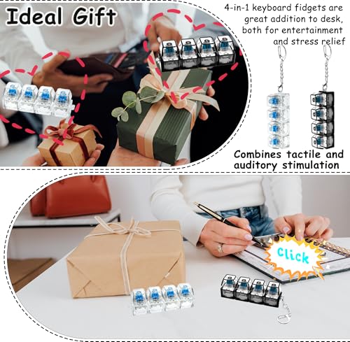 2 PCS Keyboard Fidget Toy, Keyboard Fidget Keychain 4-in-1 - Product Imagery