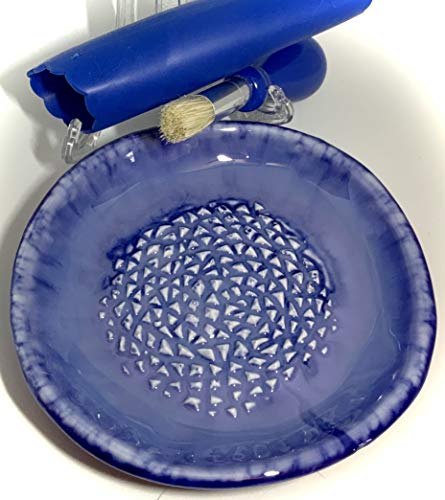 Premium Ceramic Garlic Grater Plate Set - Blue Ocean Glazed - Product Imagery