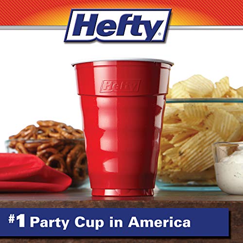 Hefty Easy Grip Disposable Plastic Cold Cups, Red, 18 Ounce, 50 - Product Imagery