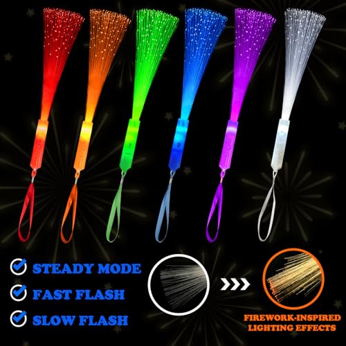 Glow in Dark Fiber Optic Lights Bulk-24 Pack,Light Up Party - Product Imagery