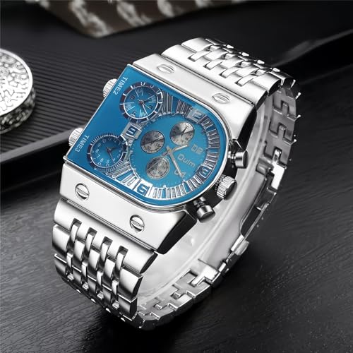 Men’s Luxury Rectangle Square Gold Silver Big Face Luminous - Product Imagery