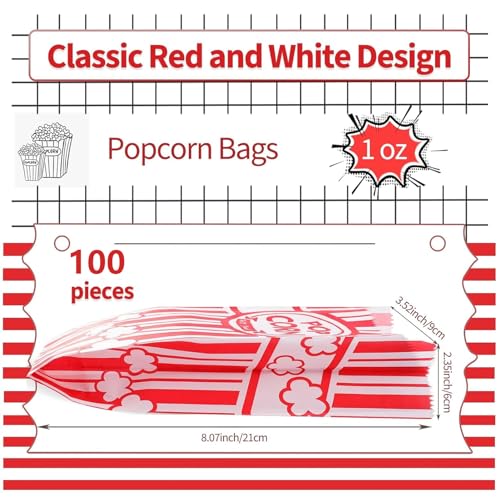 VOISEN Paper Popcorn Bags,100 Pack 1oz Popcorn Bags Individual - Product Imagery