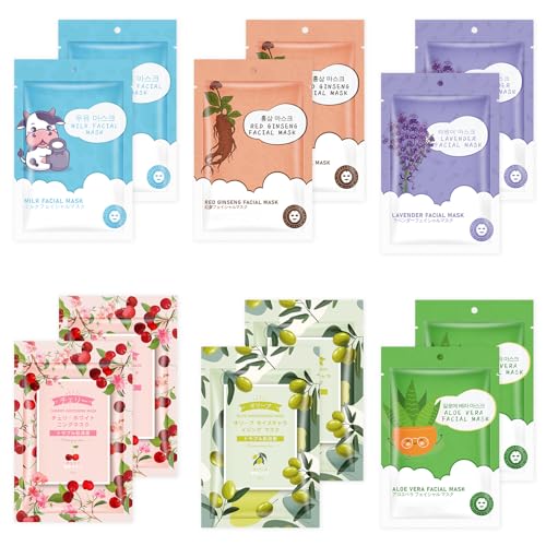 12 Pack Sheet Face Masks Skincare for Women,Hydrating Face Masks - Product Imagery