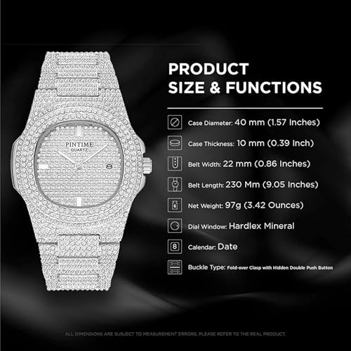 Gosasa Luxury Unisex Crystal Diamond Watches Big Face Women's - Product Imagery