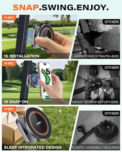 A2C Alloy Magnetic Golf Cart Phone Holder, Unique Golf - Product Imagery