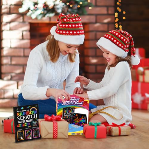 ZMLM Scratch Paper Art-Crafts Gift: 2 Pack Rainbow Notebooks - Product Imagery