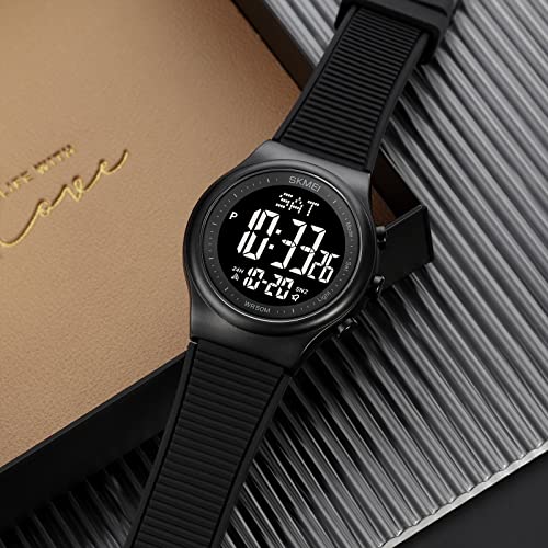 Digital Watch for Women Waterproof Black Wristwatch Sports Mens - Product Imagery