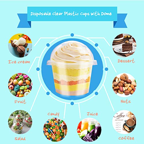 Alaeseje 50 Pack 8 oz Clear Plastic Cups with Dome Lids(Hole in - Product Imagery