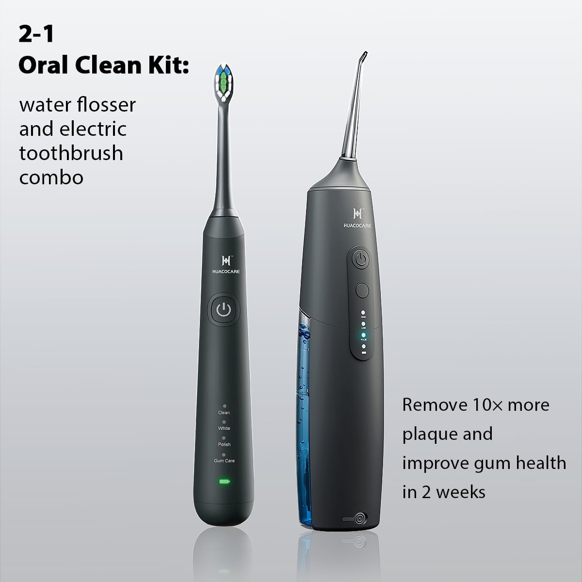 2 1 Oral Clean Kit Water Dental flosser Electric Toothbrush - HUACO CARE Official Imagery - 3