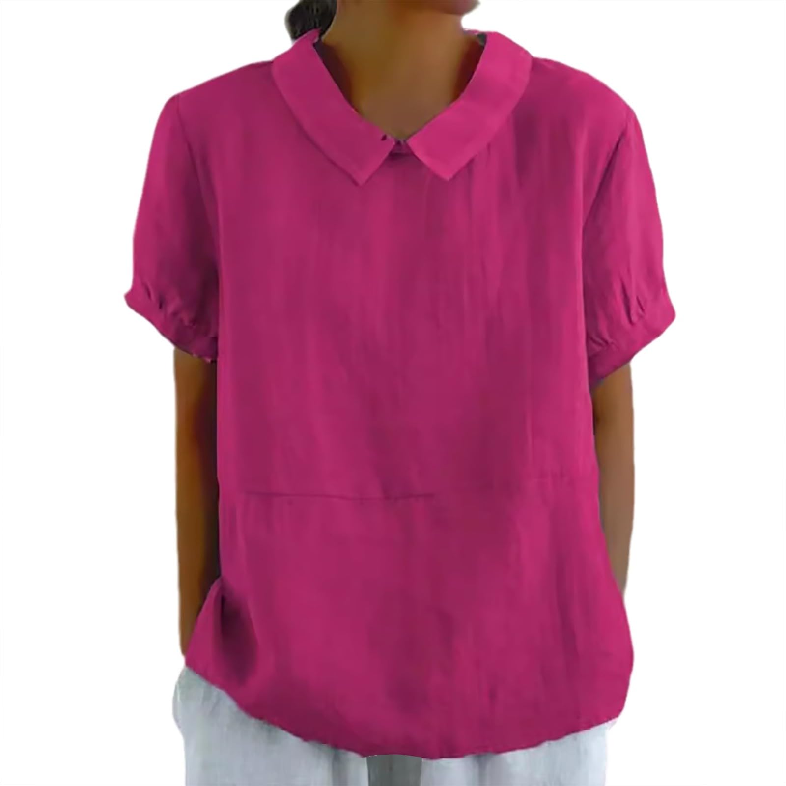 Linen Shirts for Women 2025 Summer Lightweight Short Sleeve Tunic Tshi - View 5