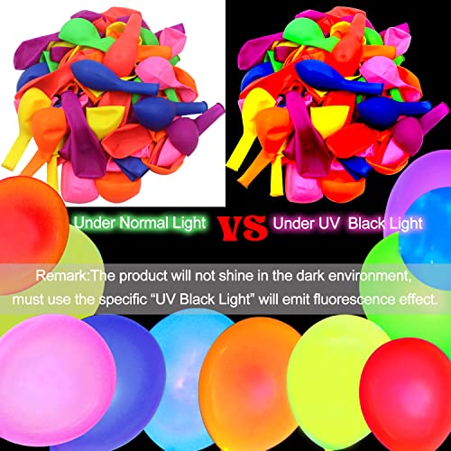 110 Pack Colored UV Neon Glow Balloons Neon Glow Party - Product Imagery
