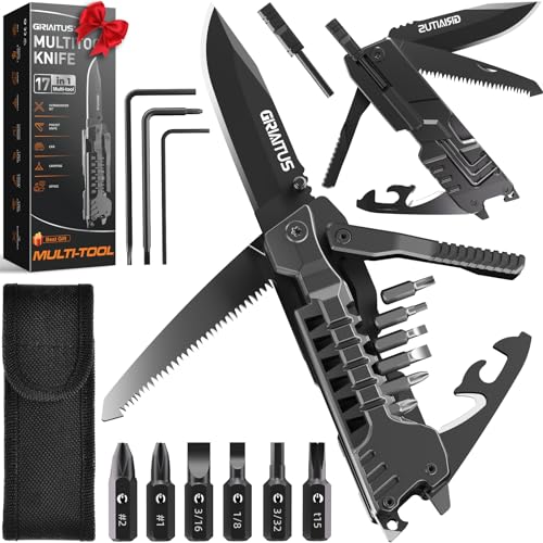 17 in 1 Multitool Knife Fire Starting Stick Bottle Opener Saw - Product Imagery