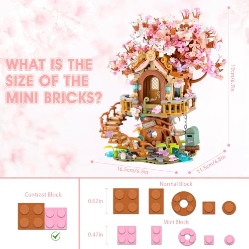 Cherry Blossom Bonsai Tree Building Sets, Japanese Tree House - Product Imagery