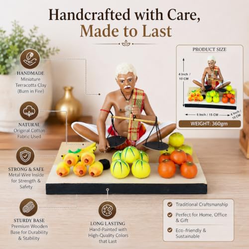 Handmade Miniature Human Figure Terracotta Clay Idol- Fruit - Product Imagery