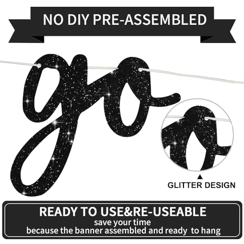 Glitter Black Pre-Strung Go Shawty It's Your Birthday Banner - Product Imagery