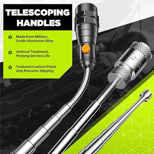 Telescoping Magnetic Pickup Tool Set, Inspection Mirror - Product Imagery