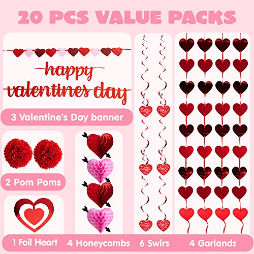 JOYIN 20 Packs Valentine’s Day Swirl String Cutout with Garland - Product Imagery