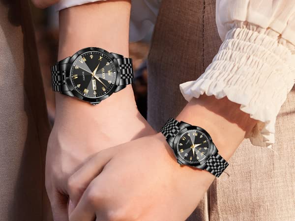OLEVS Couple Watch His and Her Set Watches Business Analog - Product Imagery