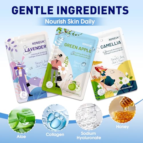9 Pack Hydrating Face Masks Skincare, Bulk Sheet Face Mask for - Product Imagery