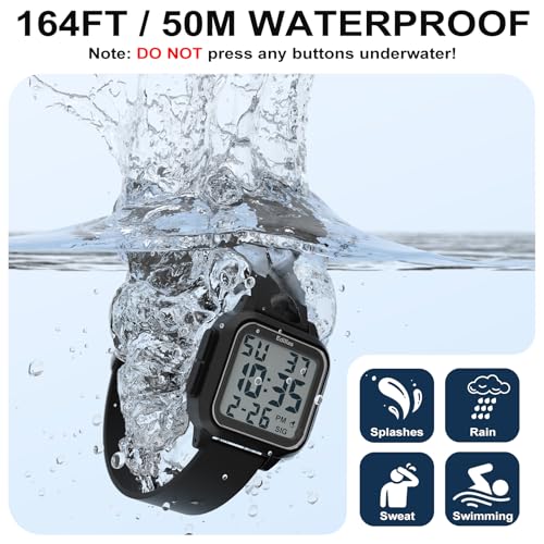 Edillas Square Sport Watch Digital for Women's Men's Big Numbers - Product Imagery