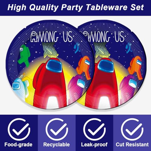 40Pck Among Game Party Supplies include 20 plates, 20 napkins - Product Imagery