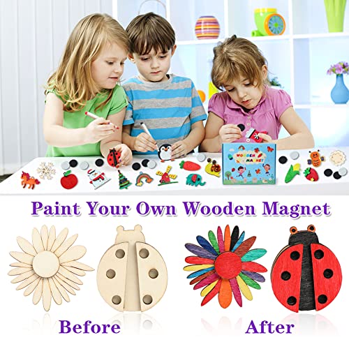 DIY Wooden Magnet 36 Art Craft Supplies Painting Kit for Kids - Product Imagery