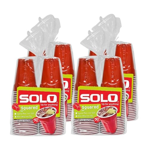 SOLO Cup Company Red Squared Plastic Party, 18 Ounce, 200 Count, - Product Imagery