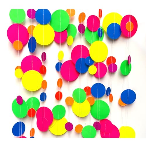 120feet Round Dot UV Neon Garland Hanging Paper Glow in The Dark - Product Imagery