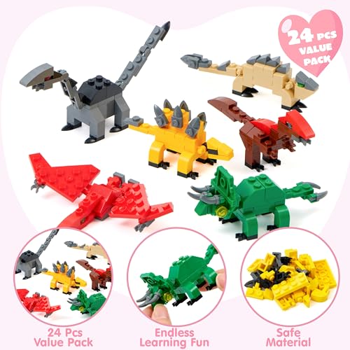 JOYIN 24 Packs Valentines Day Cards with Dinosaur Building - Product Imagery