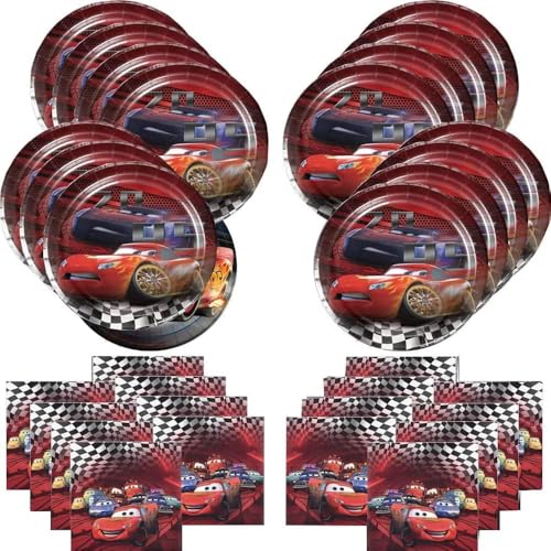40pcs McQueen Party Supplies include 20 plates, 20 napkins for - Product Imagery